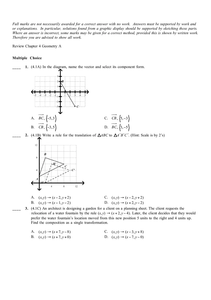 Geometry A Chapter 4 Test Review Answer Key - Page 4