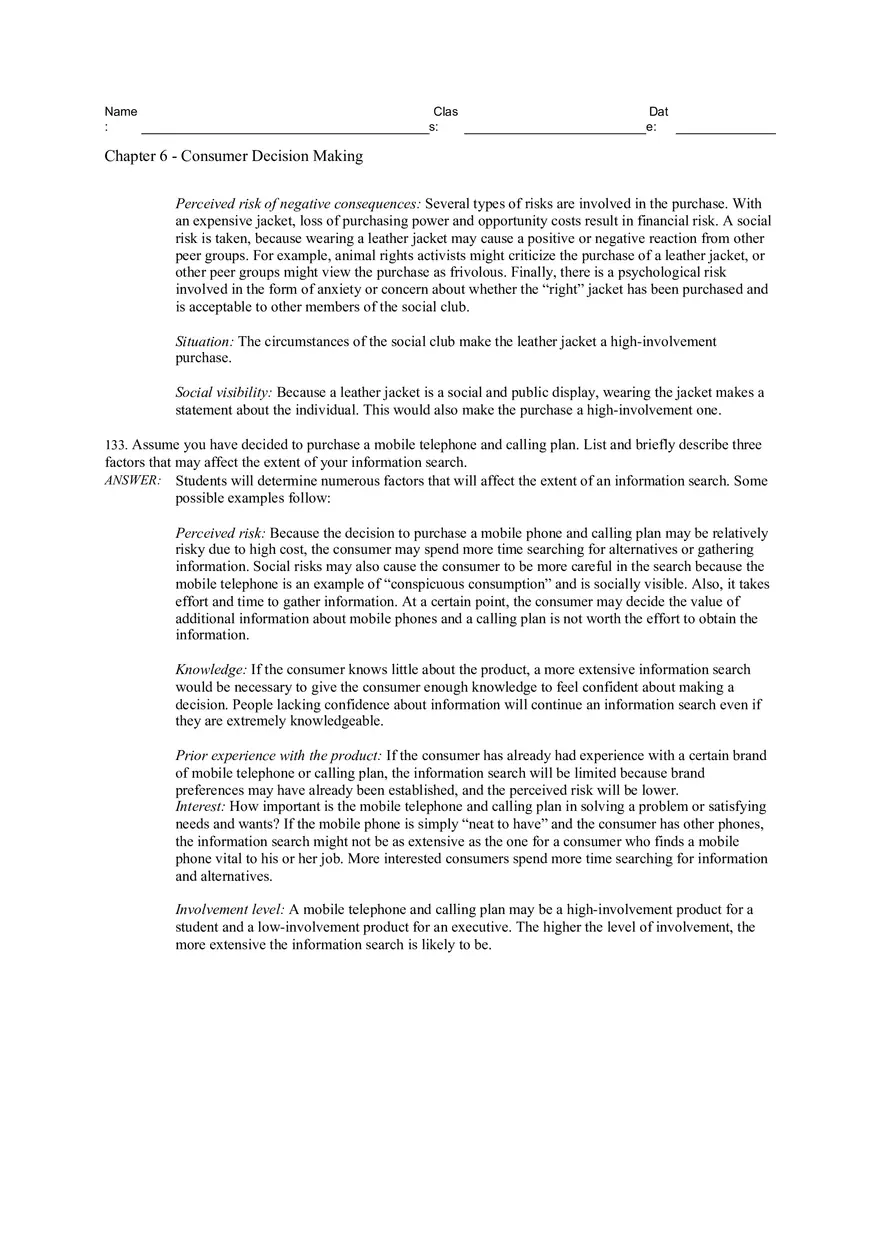 Consumer Decision Making Answers 3 - Page 7