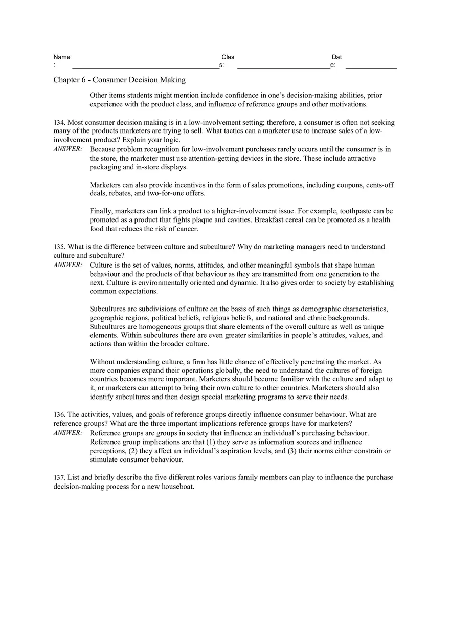 Consumer Decision Making Answers 3 - Page 8