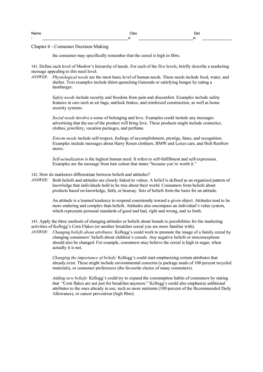 Consumer Decision Making Answers 3 - Page 10
