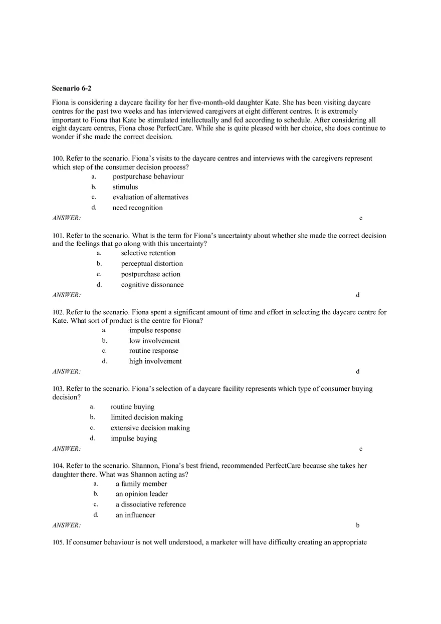 Consumer Decision Making Answers 3 - Page 1