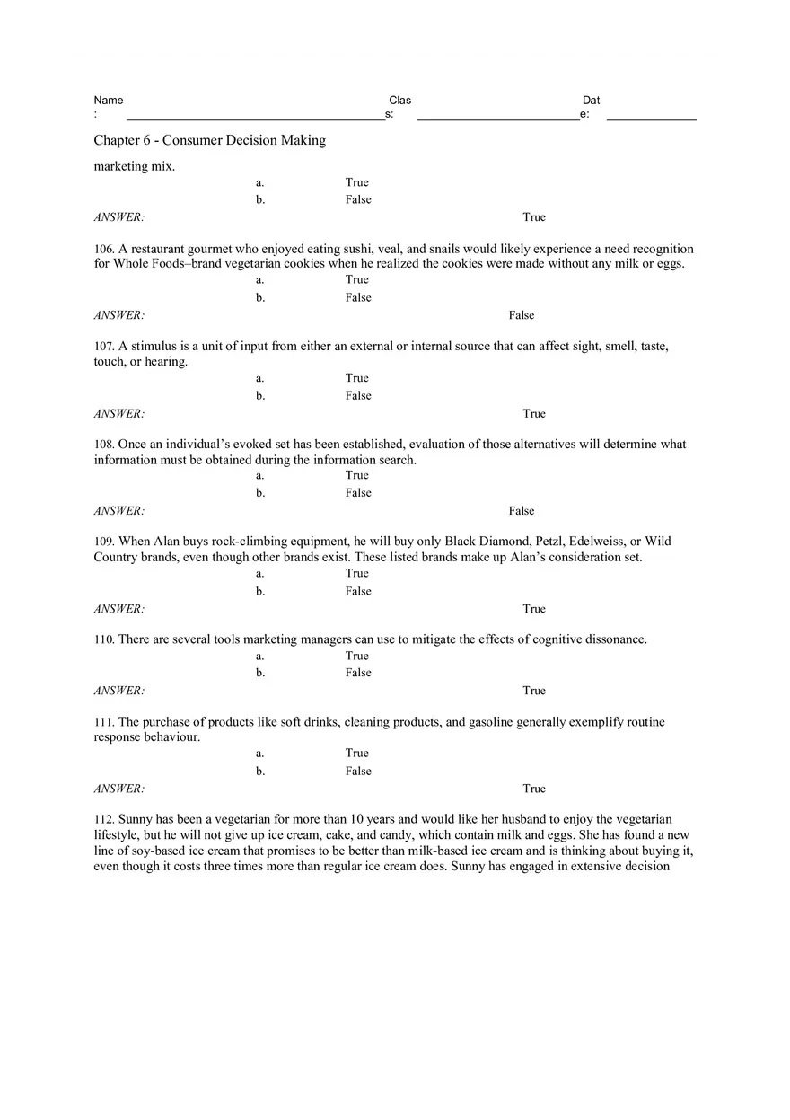 Consumer Decision Making Answers 3 - Page 2