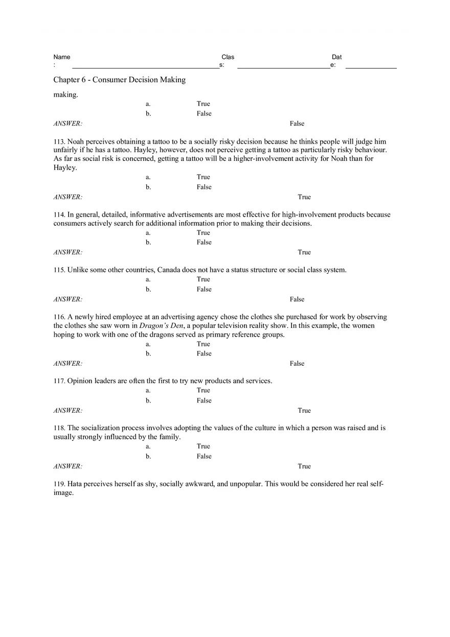 Consumer Decision Making Answers 3 - Page 3