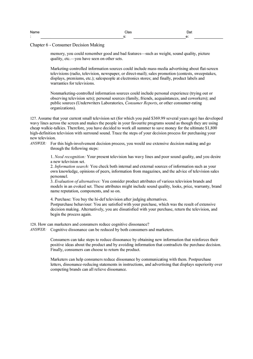 Consumer Decision Making Answers 3 - Page 5