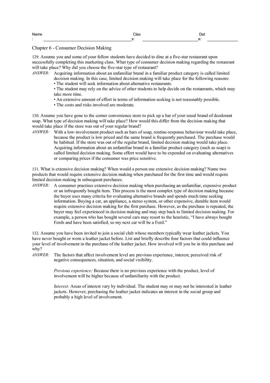 Consumer Decision Making Answers 3 - Page 6
