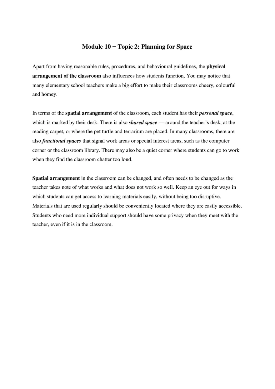 Module 10 - Topic 2 Planning for Space - Page 1
