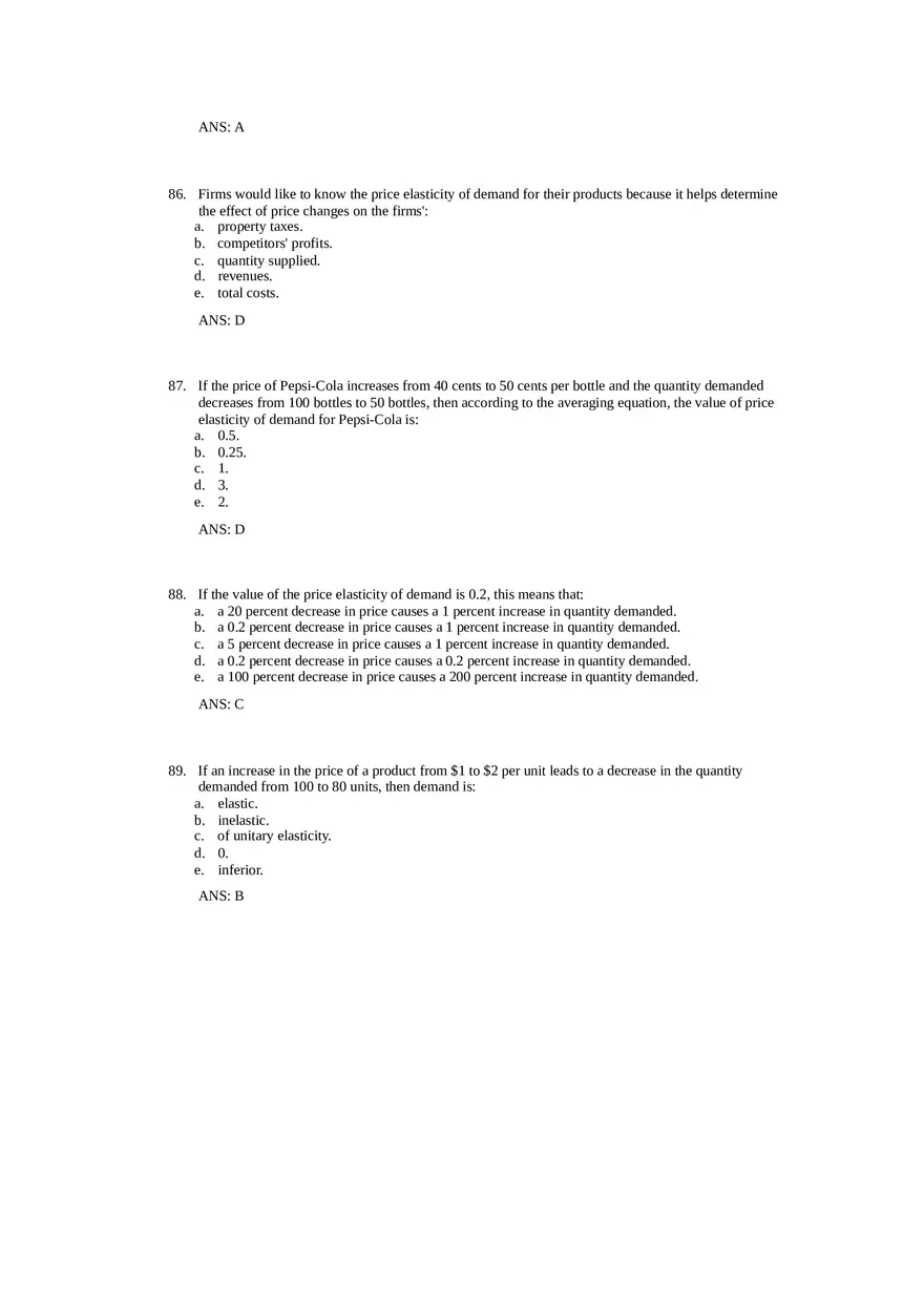 Price Elasticity of Demand and Supply Answer Key Part 2 - Page 9