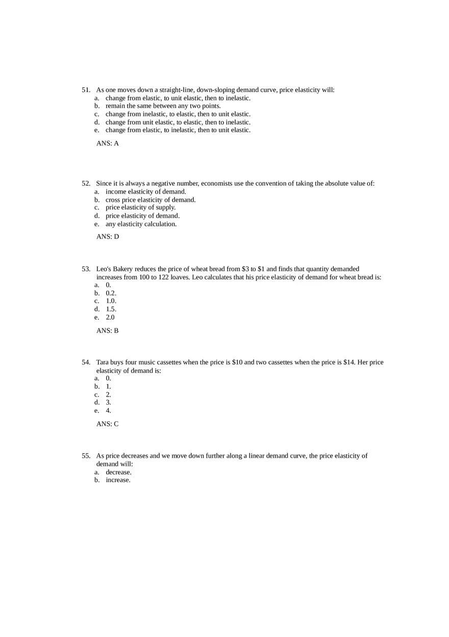 Price Elasticity of Demand and Supply Answer Key Part 2 - Page 1