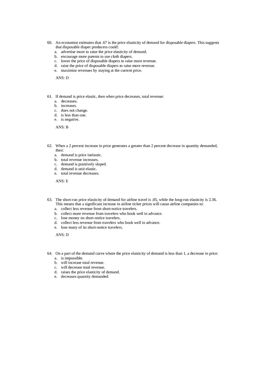 Price Elasticity of Demand and Supply Answer Key Part 2 - Page 3