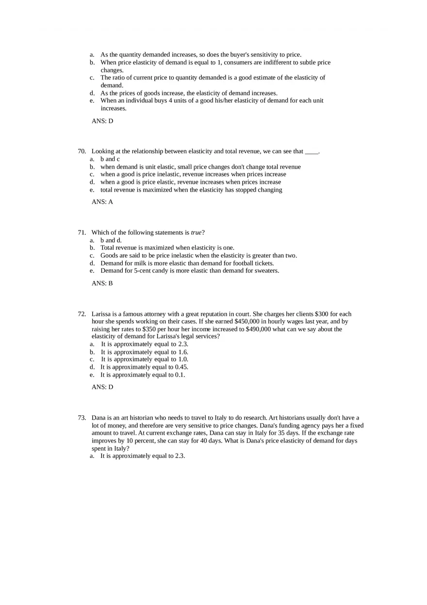 Price Elasticity of Demand and Supply Answer Key Part 2 - Page 5