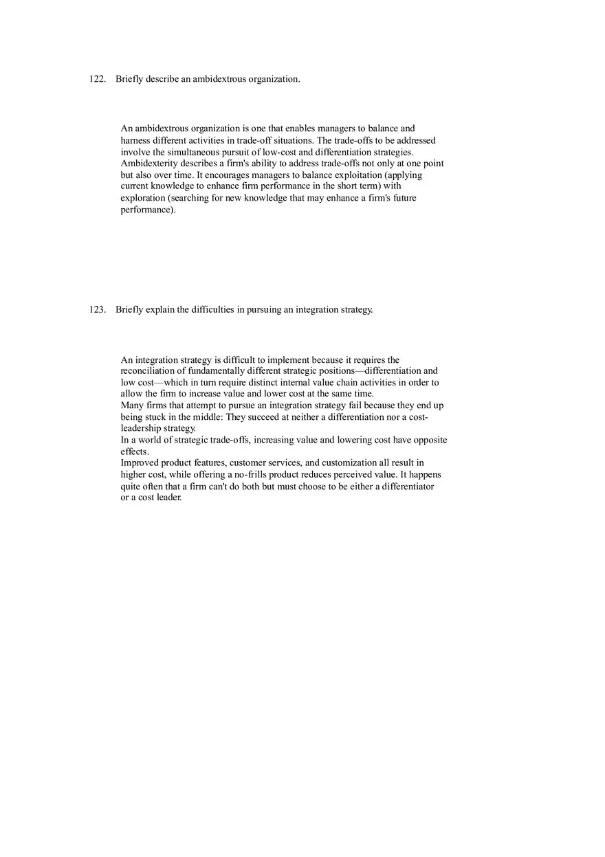 Differentiation, Cost Leadership, and Integration Answer Key Part 6 - Page 8