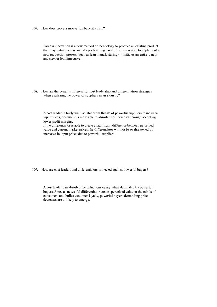 Differentiation, Cost Leadership, and Integration Answer Key Part 6 - Page 2