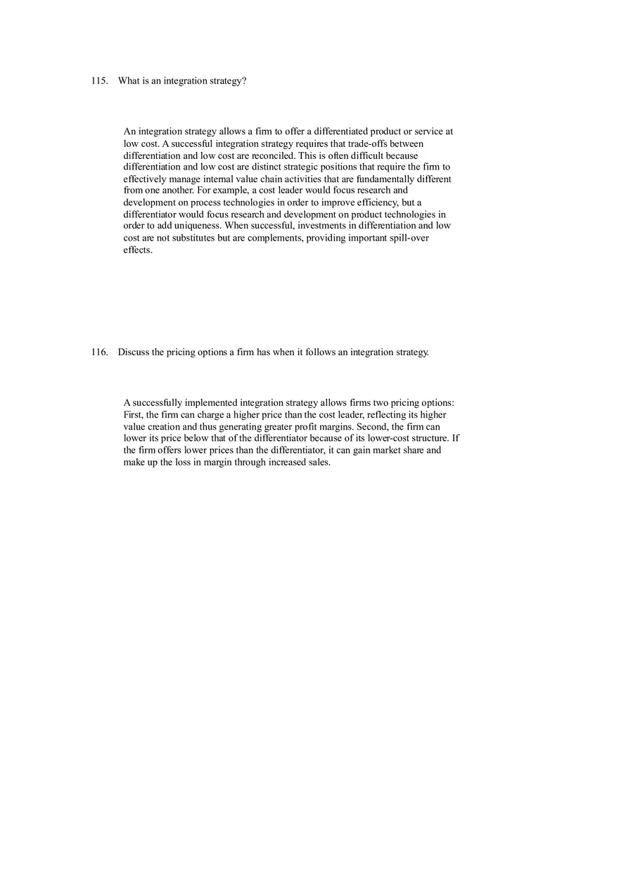 Differentiation, Cost Leadership, and Integration Answer Key Part 6 - Page 5