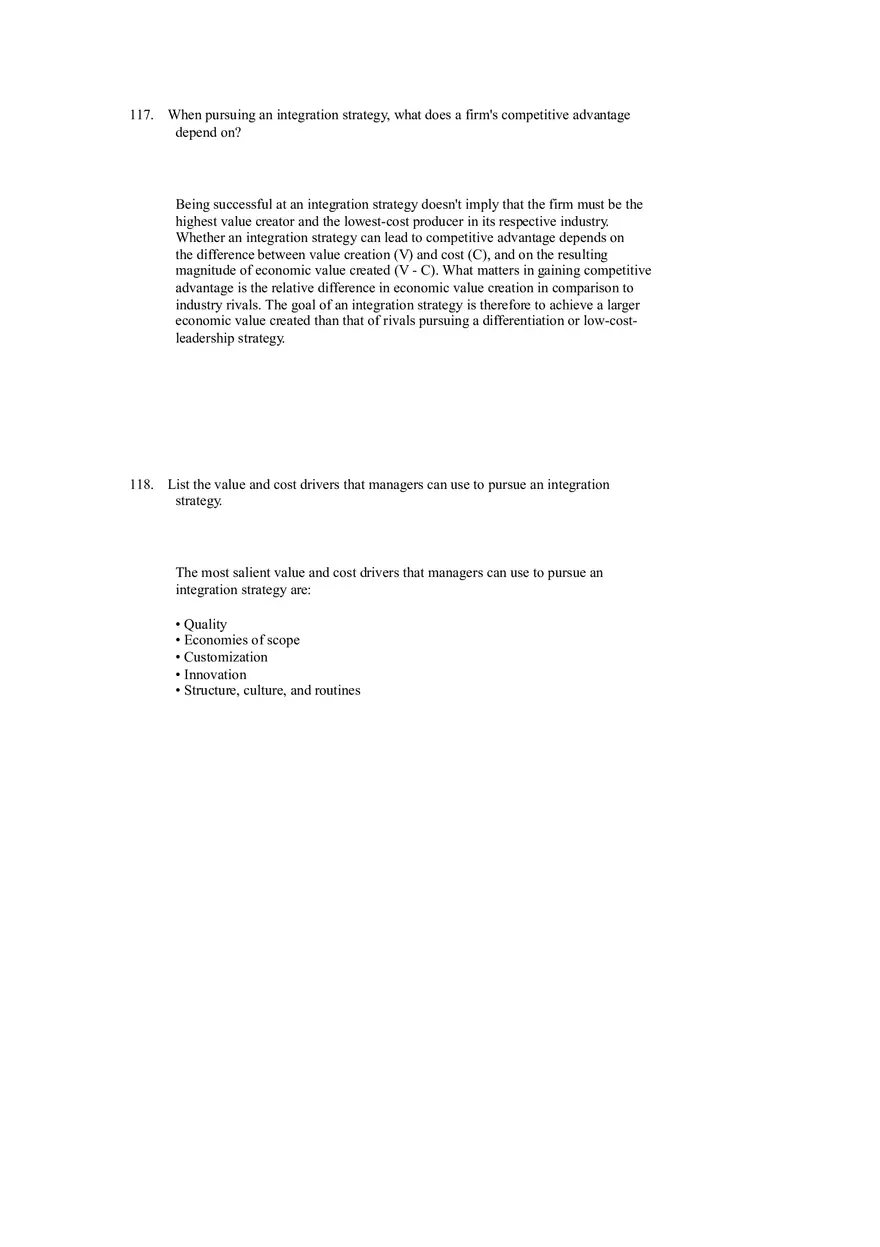 Differentiation, Cost Leadership, and Integration Answer Key Part 6 - Page 6