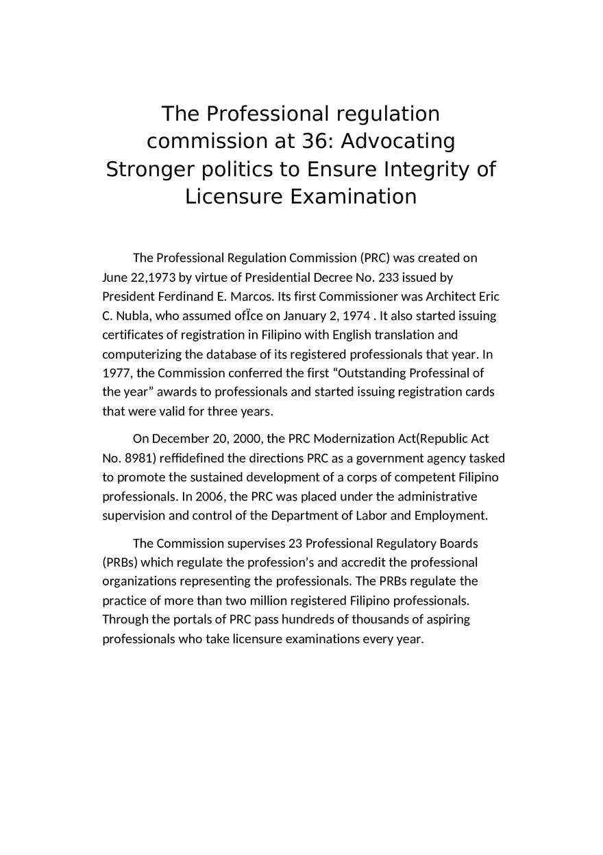 The Professional Regulation Commission - Page 1