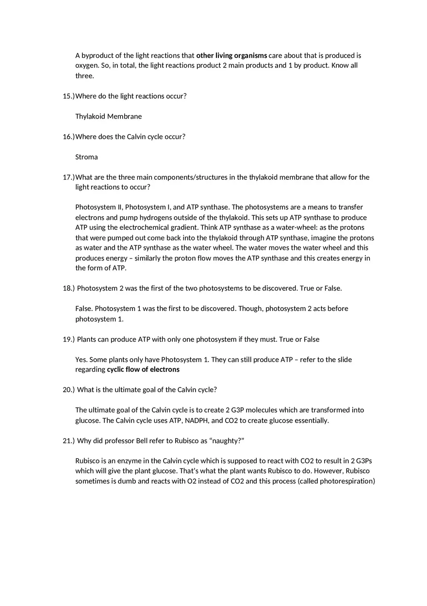 Haziq's Photosynthesis (Chapter 10) Concept Review - Page 3