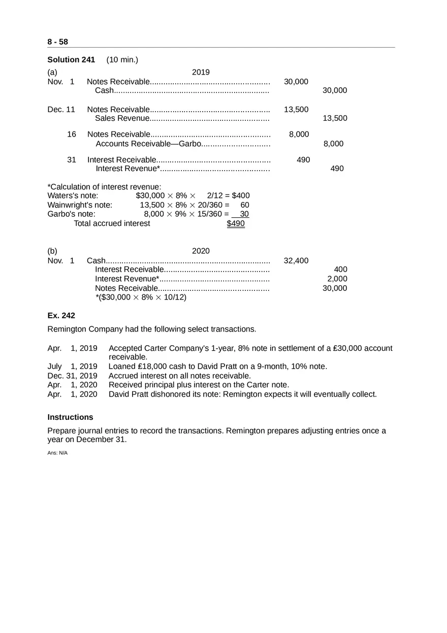 Accounting for Receivables Answer Key Part 6 - Page 7