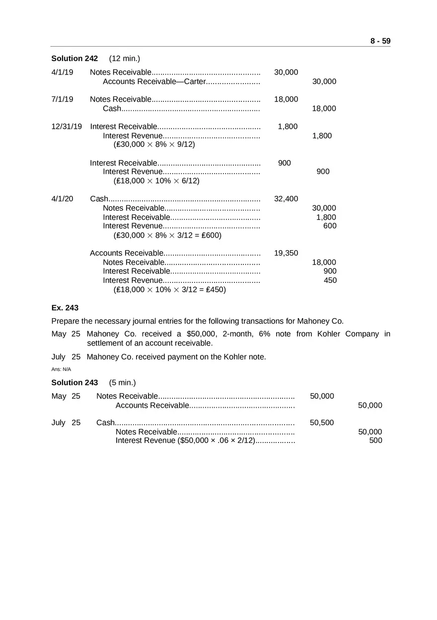 Accounting for Receivables Answer Key Part 6 - Page 8