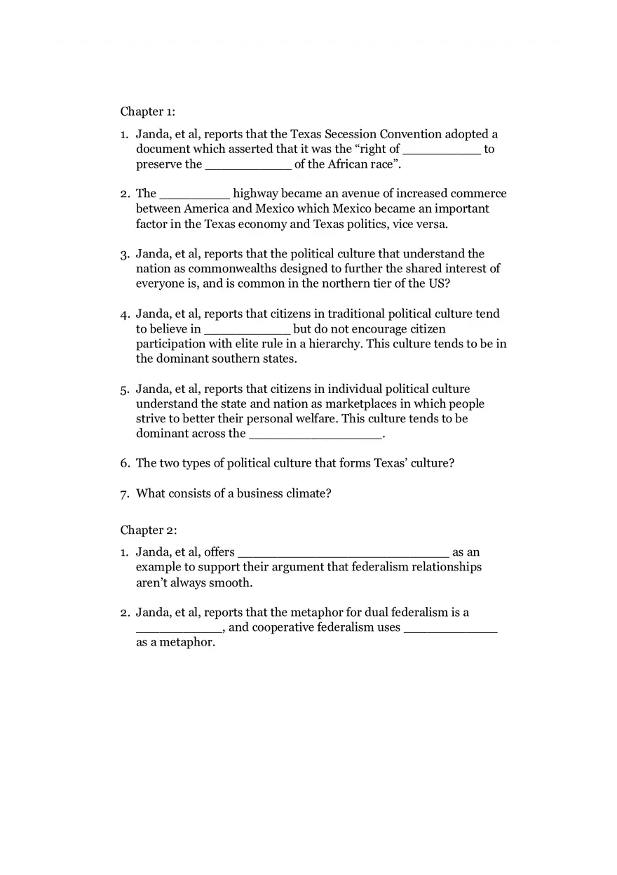 Test 3 Questions From Texas Politics - Page 1