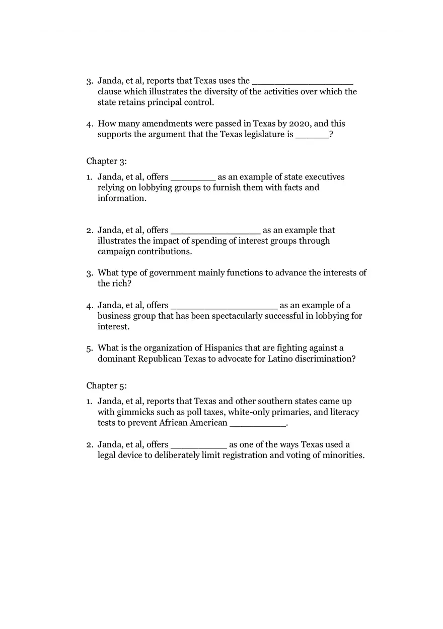 Test 3 Questions From Texas Politics - Page 2