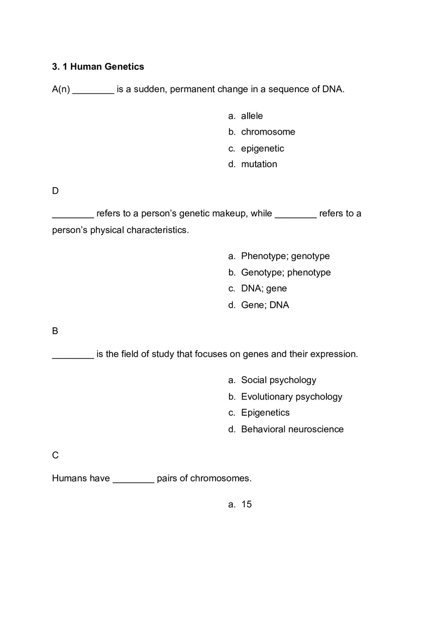 Biopsychology - Practice Test Answers - Page 1