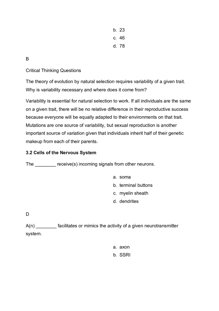 Biopsychology - Practice Test Answers - Page 2