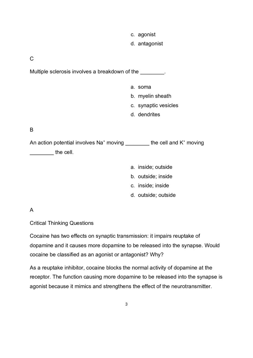 Biopsychology - Practice Test Answers - Page 3