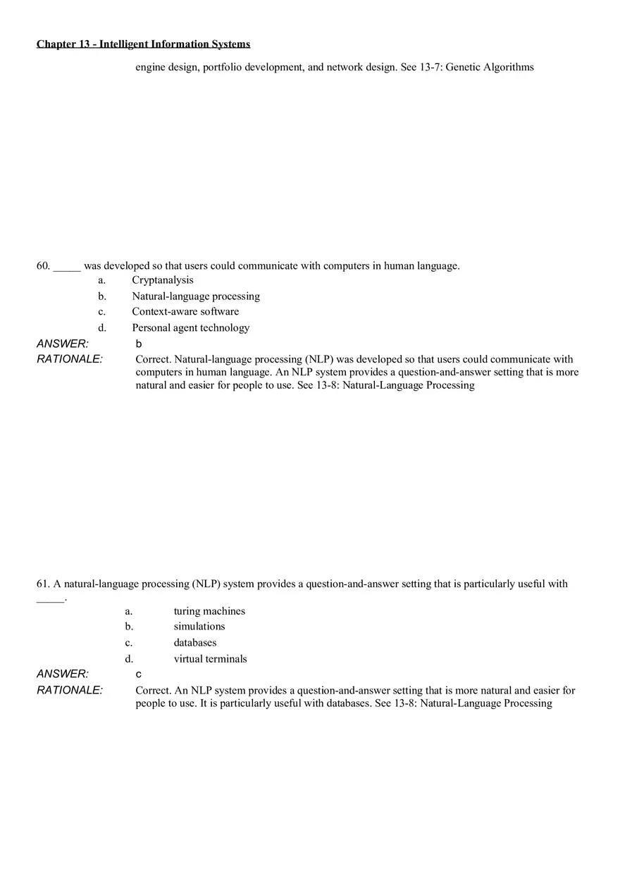 Intelligent Information Systems Answer Key 3 - Page 9