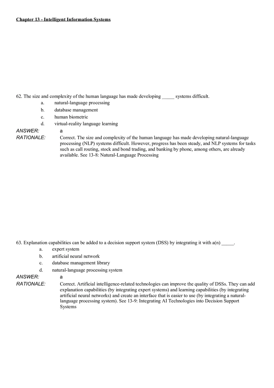 Intelligent Information Systems Answer Key 3 - Page 10