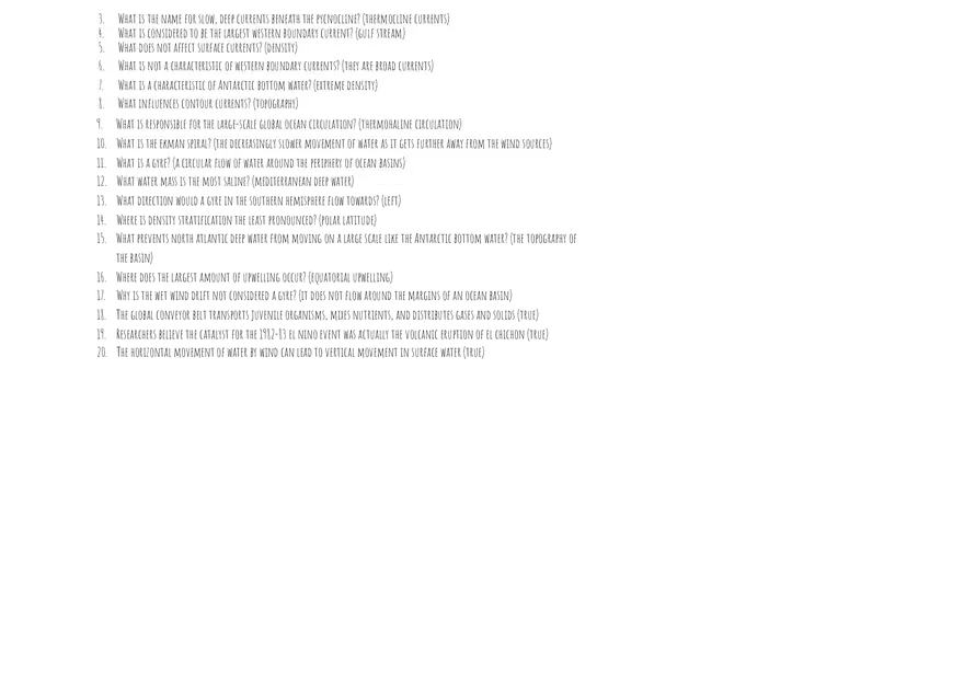 Introduction to Oceanography Exam 2 Quizzes and Answers - Page 2