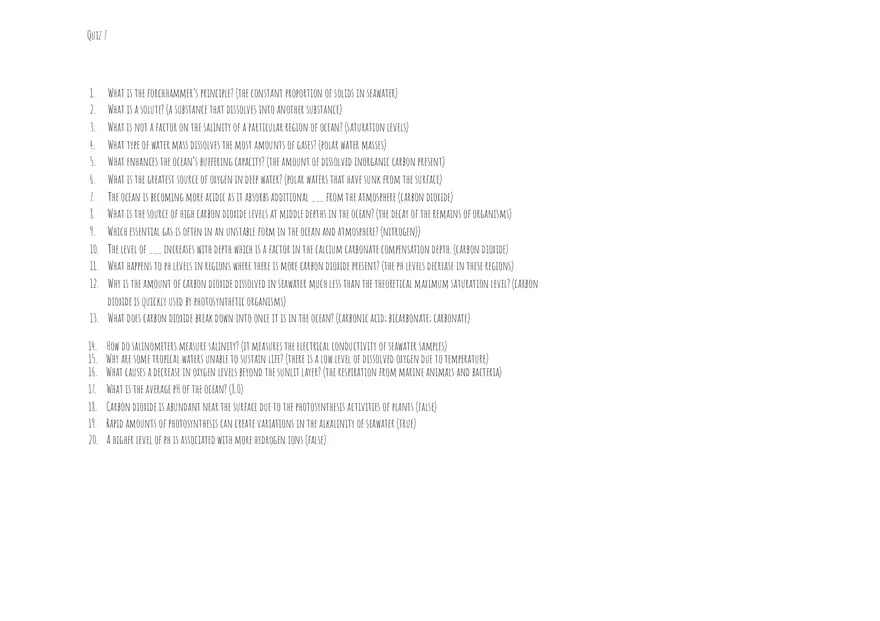 Introduction to Oceanography Exam 2 Quizzes and Answers - Page 3