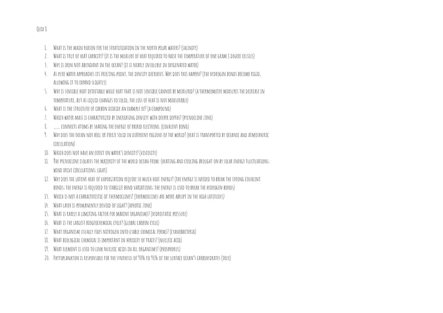 Introduction to Oceanography Exam 2 Quizzes and Answers - Page 4