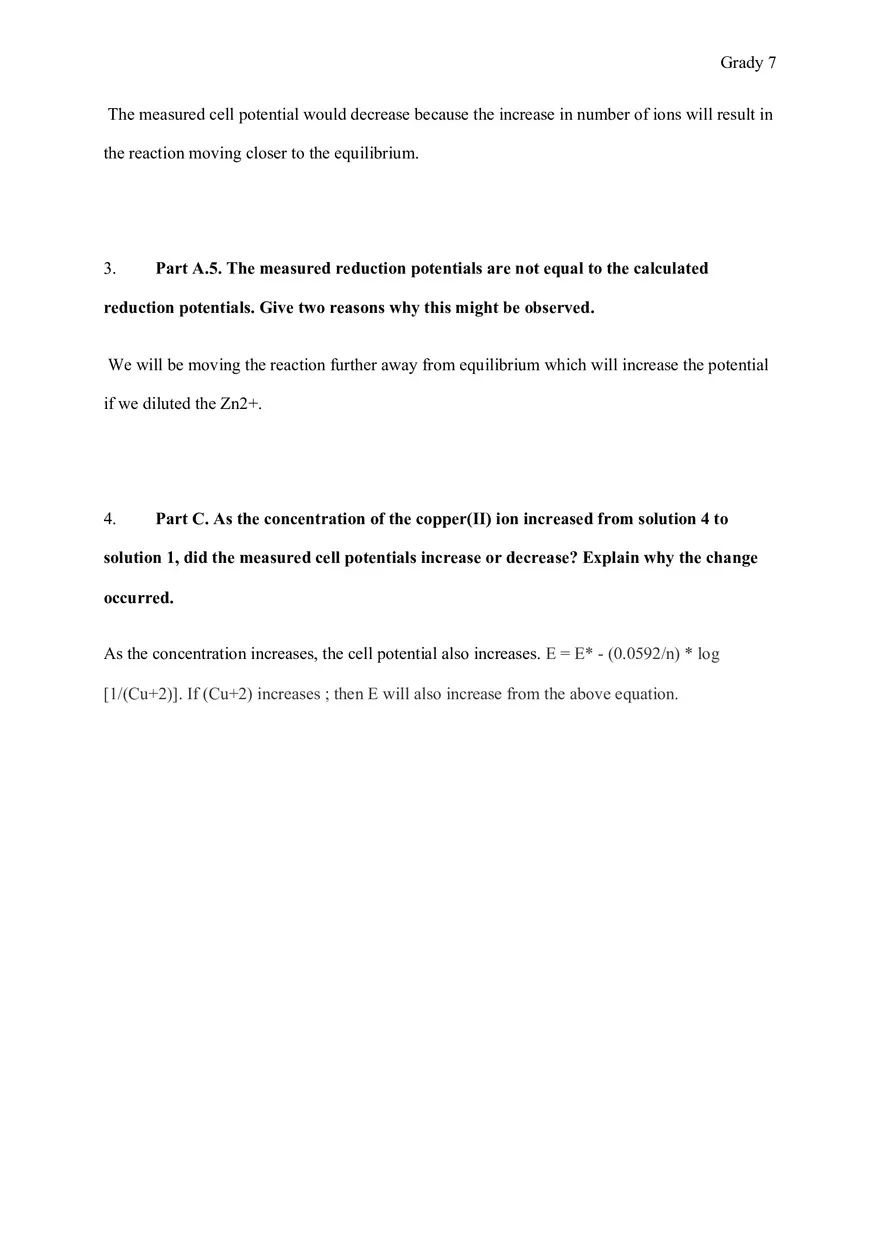 Galvanic Cell, the Nernst Equation Report - Page 7