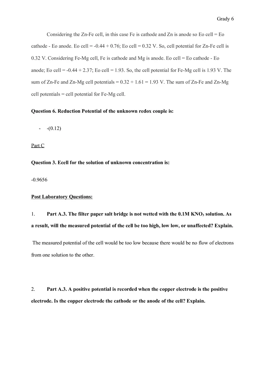 Galvanic Cell, the Nernst Equation Report - Page 6