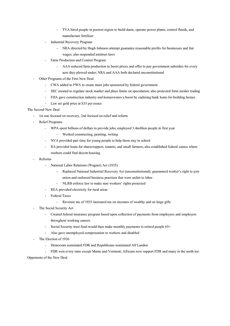 The Great Depression and the New Deal, 1929-1939 Chapter 24 Notes - Page 4