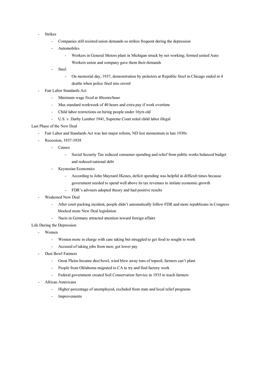 The Great Depression and the New Deal, 1929-1939 Chapter 24 Notes - Page 6