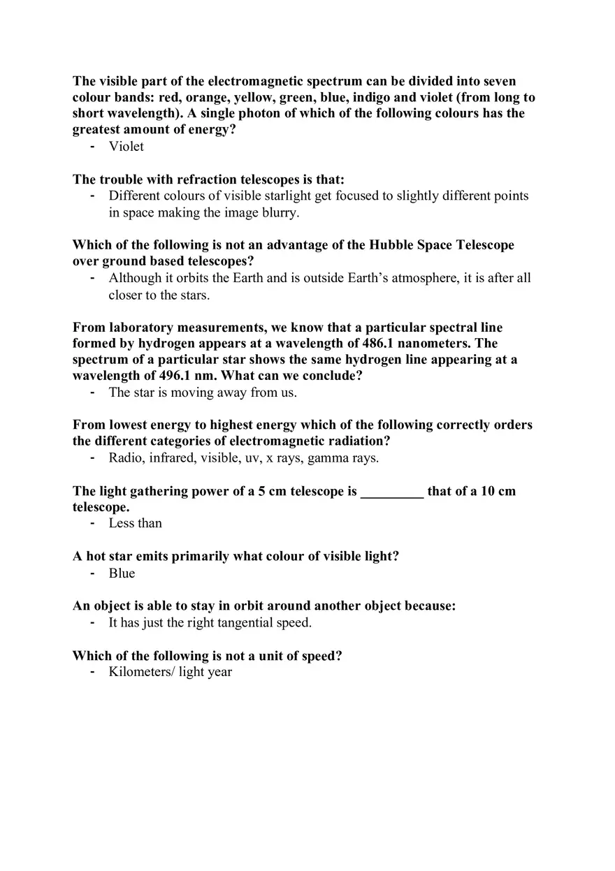 Astronomy Quiz Galileo Notes - Page 7