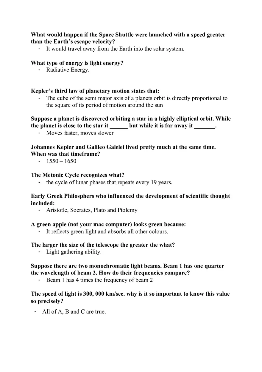 Astronomy Quiz Galileo Notes - Page 8