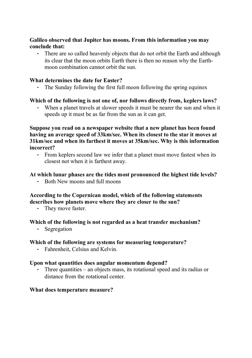Astronomy Quiz Galileo Notes - Page 2