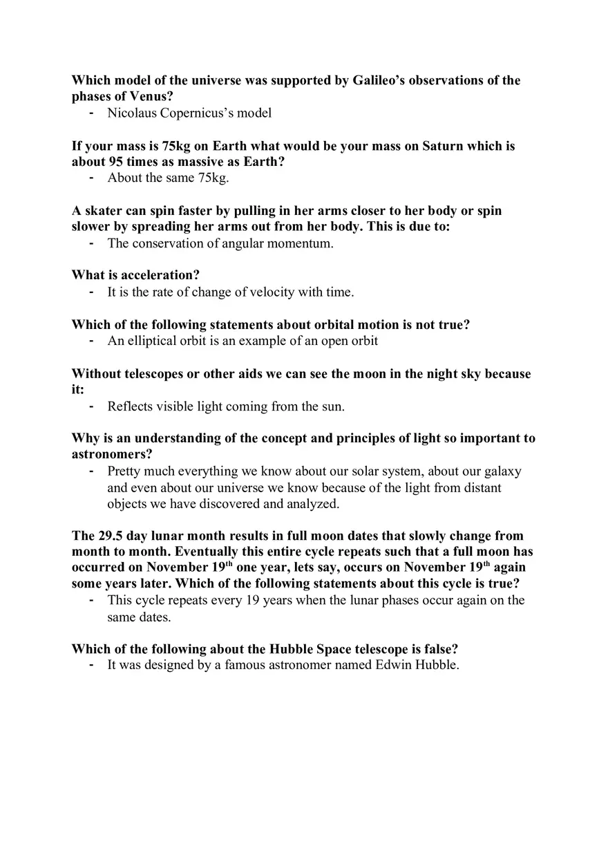 Astronomy Quiz Galileo Notes - Page 6