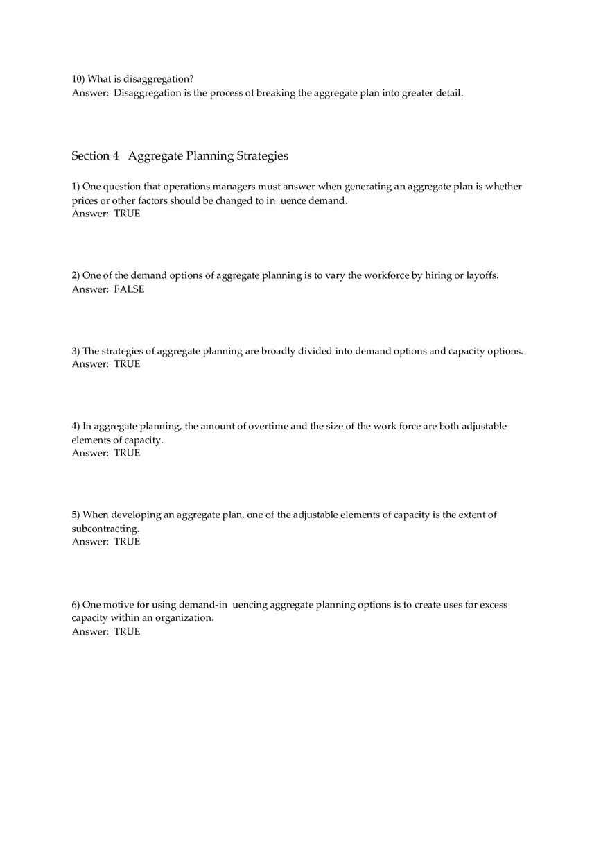 Aggregate Planning and S&OP Answer Key Part 1 - Page 7