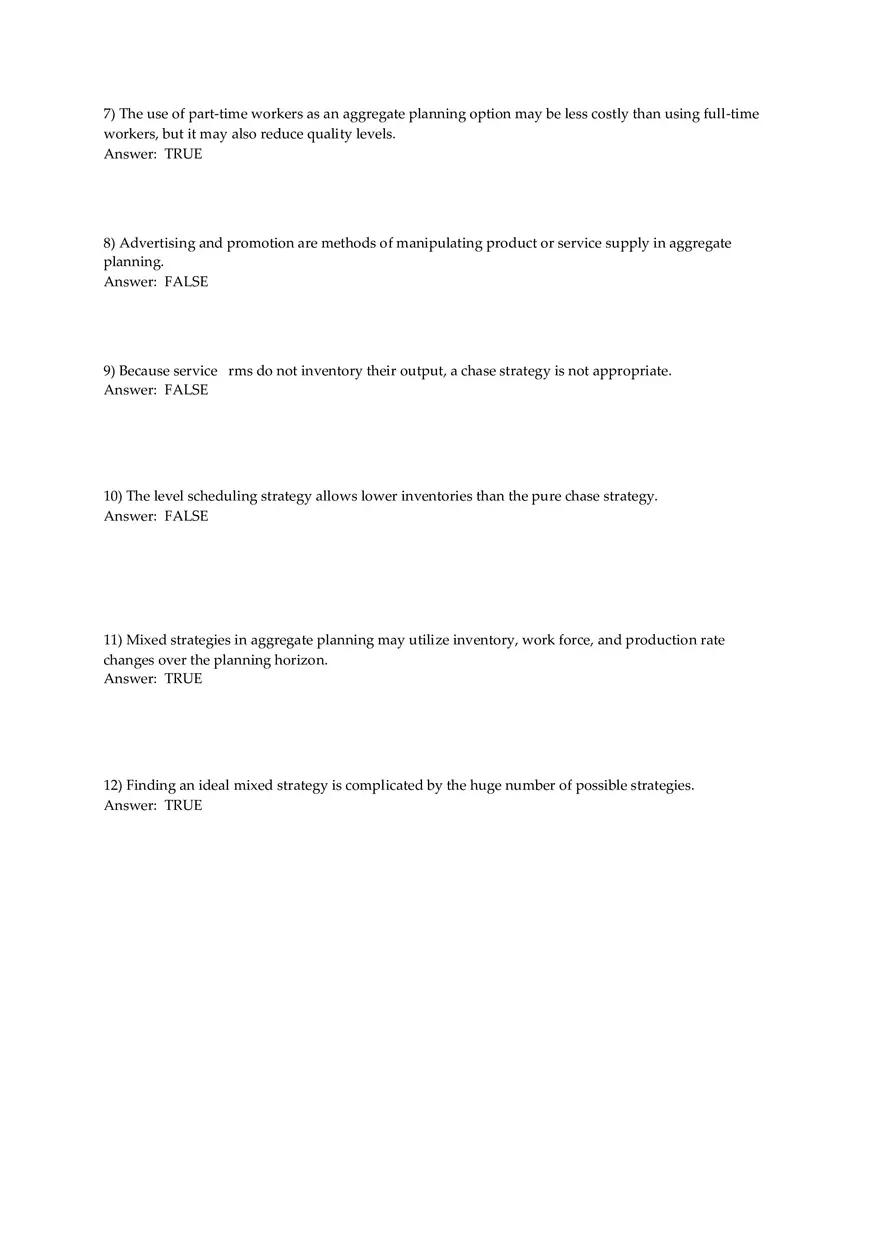 Aggregate Planning and S&OP Answer Key Part 1 - Page 8