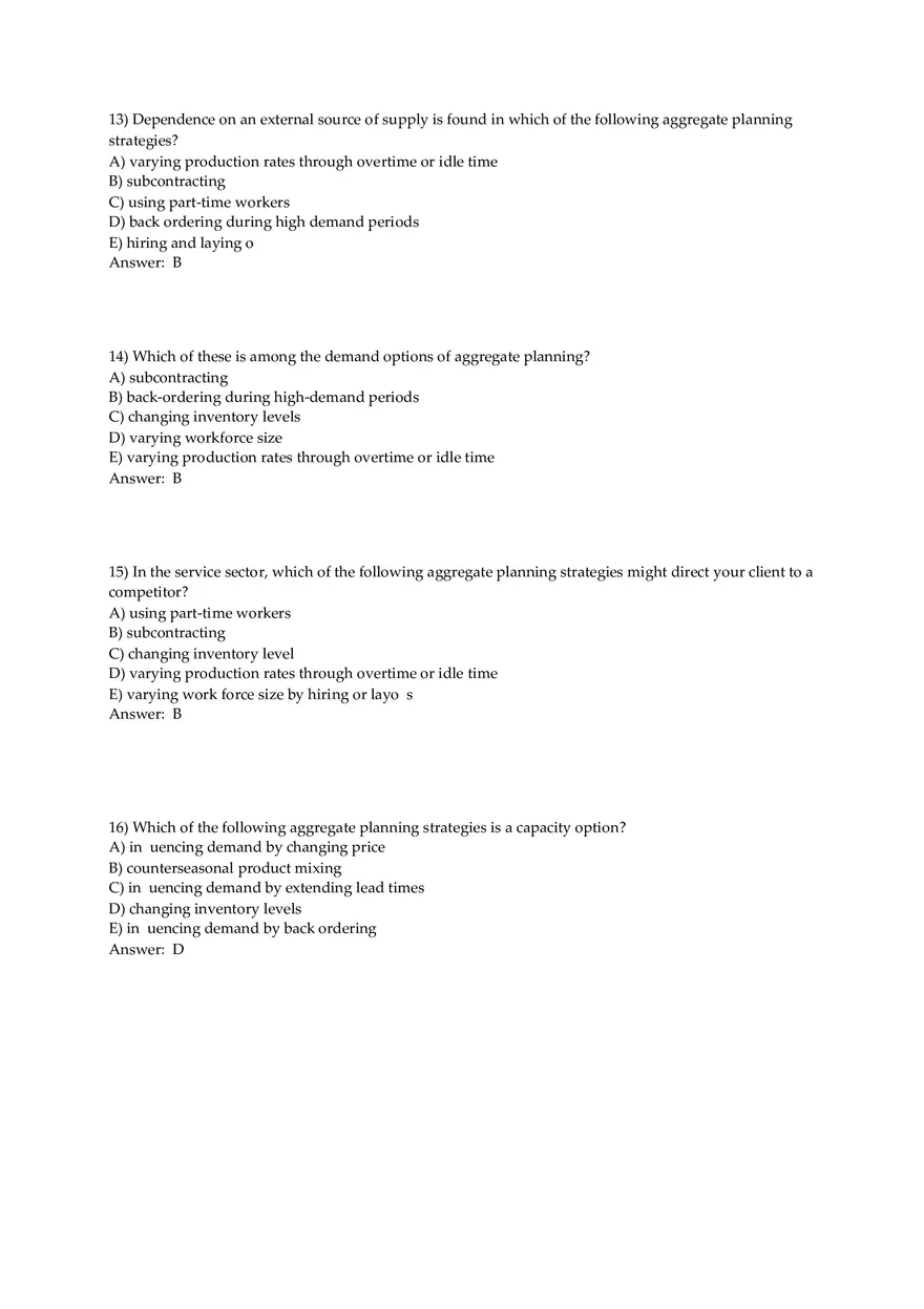 Aggregate Planning and S&OP Answer Key Part 1 - Page 9