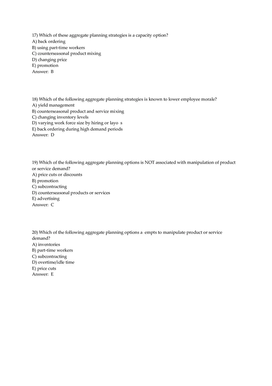 Aggregate Planning and S&OP Answer Key Part 1 - Page 10