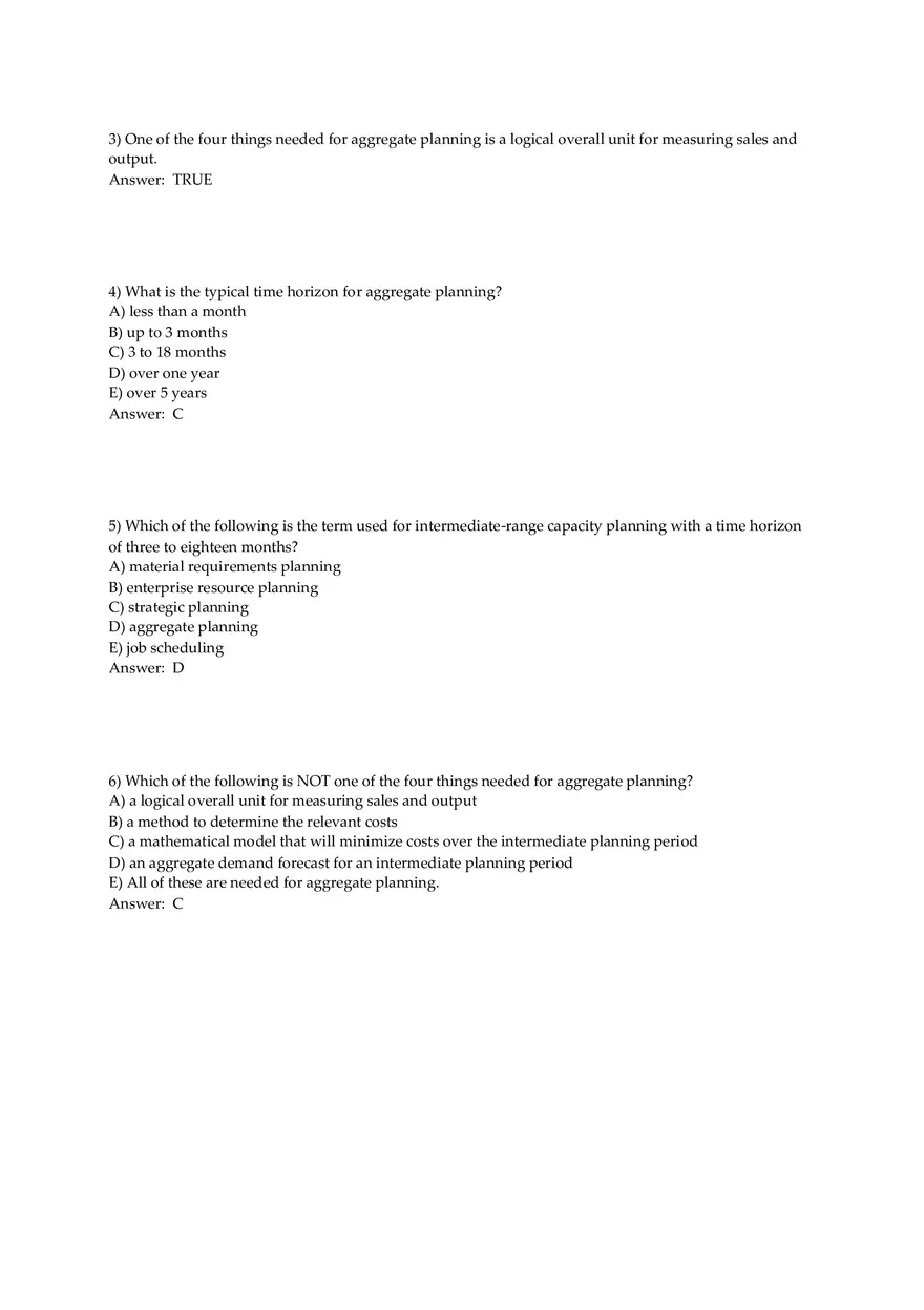 Aggregate Planning and S&OP Answer Key Part 1 - Page 3