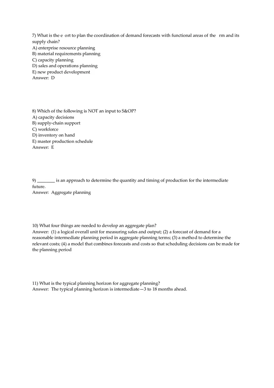 Aggregate Planning and S&OP Answer Key Part 1 - Page 4
