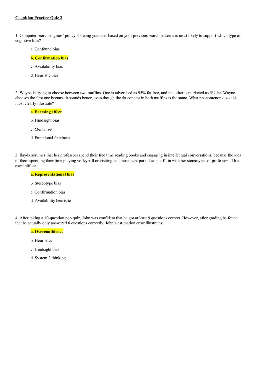 Cognition Practice Quiz 2 - Page 1
