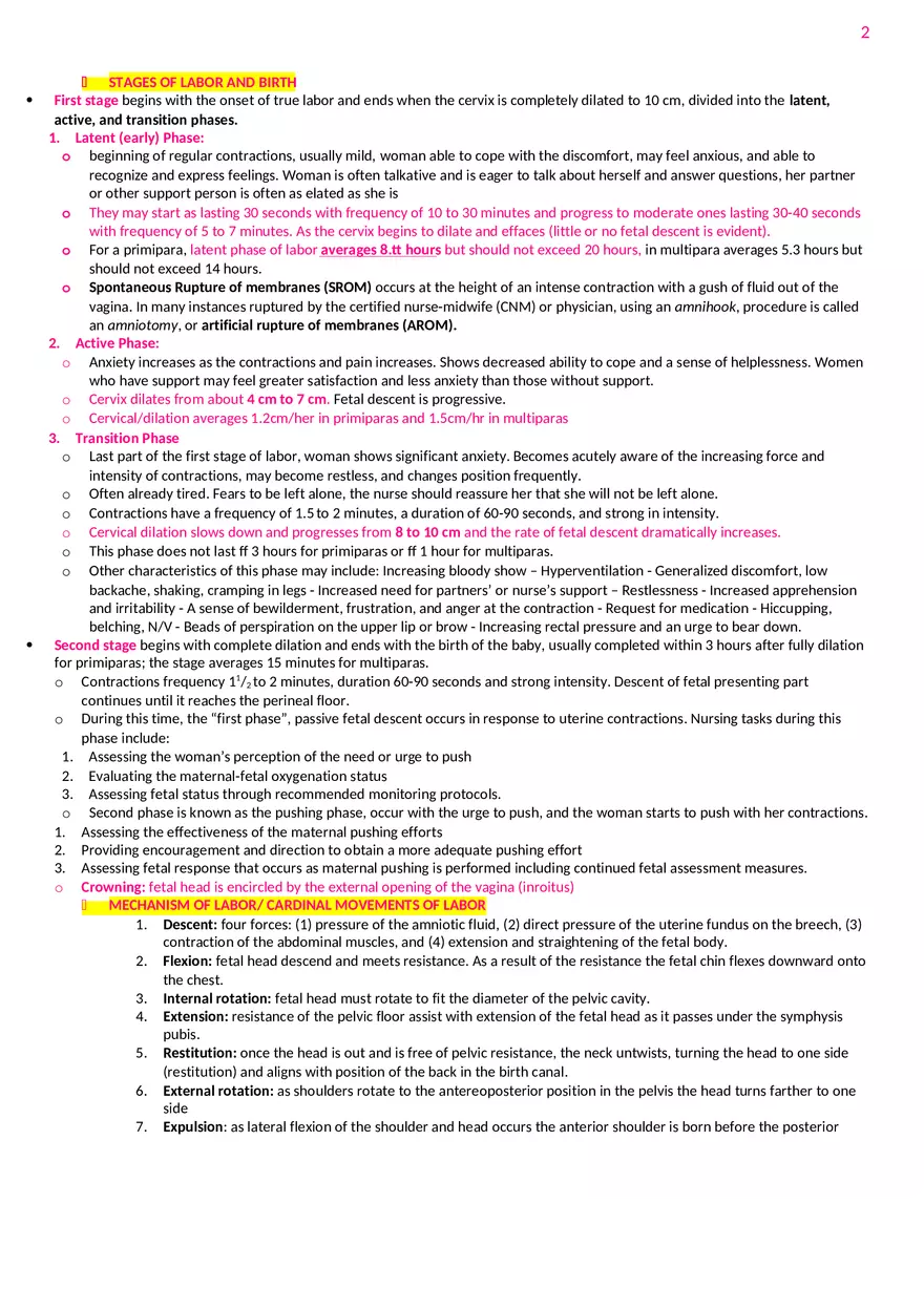 23 Questions Antepartum and Intrapartum - Page 2