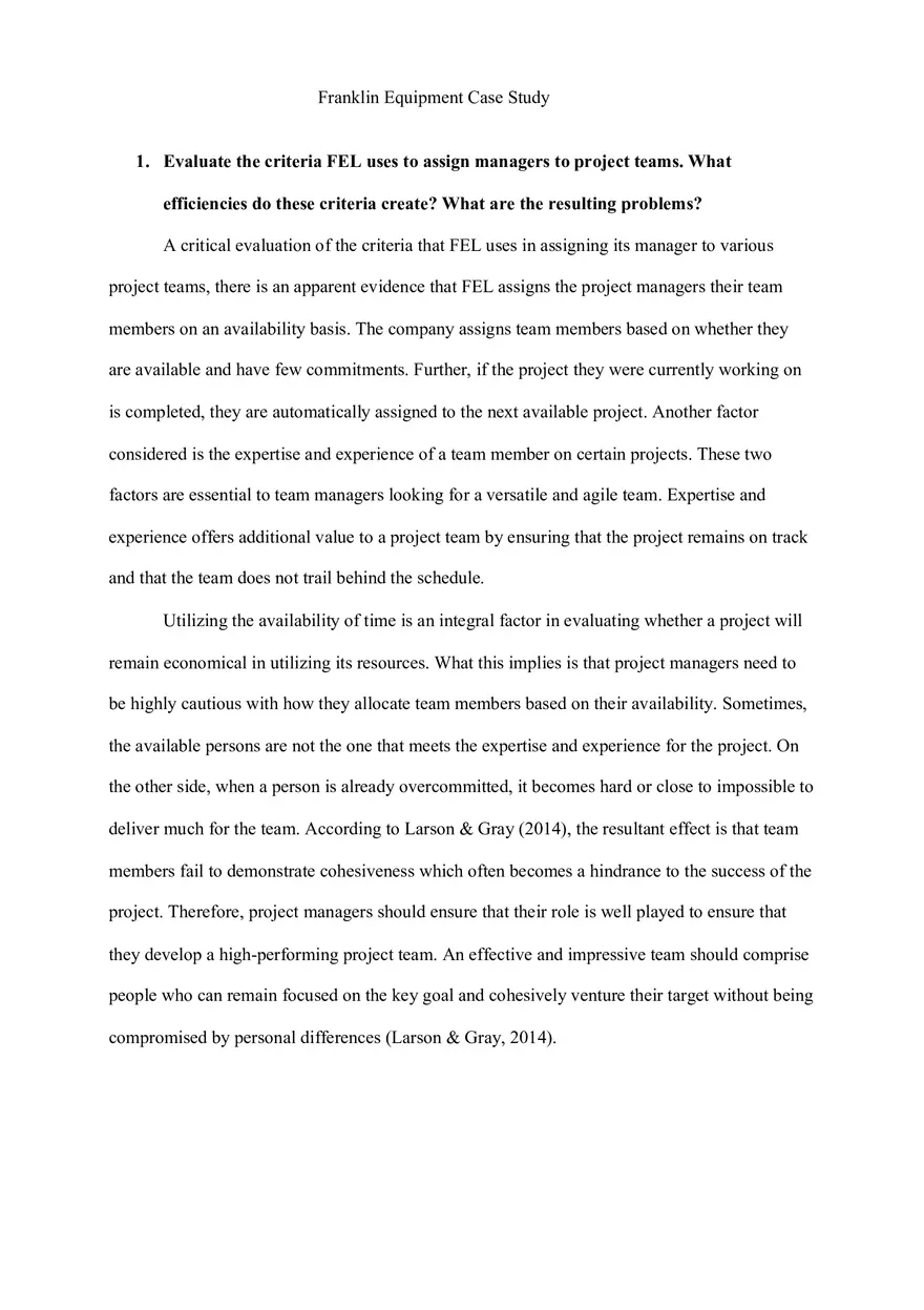 Franklin Electronics Case Study - Page 1