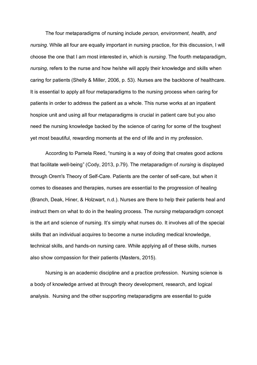 The Four Metaparadigms of Nursing - Page 1